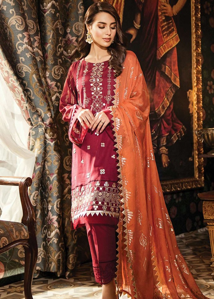 Original Pakistani Brand Qalamkar Embroidered Luxury Lawn – Lavisho